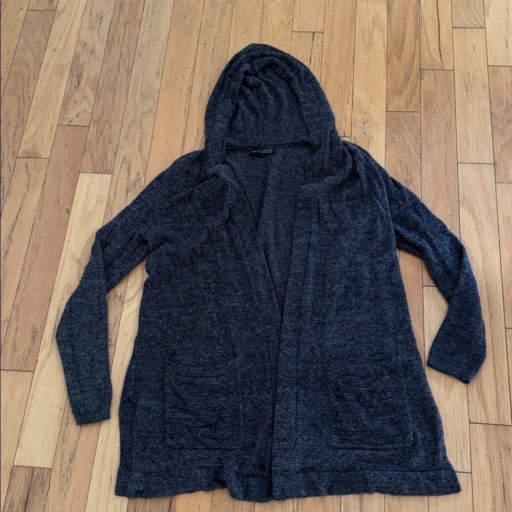Barefoot Dreams | Open Front Hooded Cardigan | Size Medium | Dark Gray